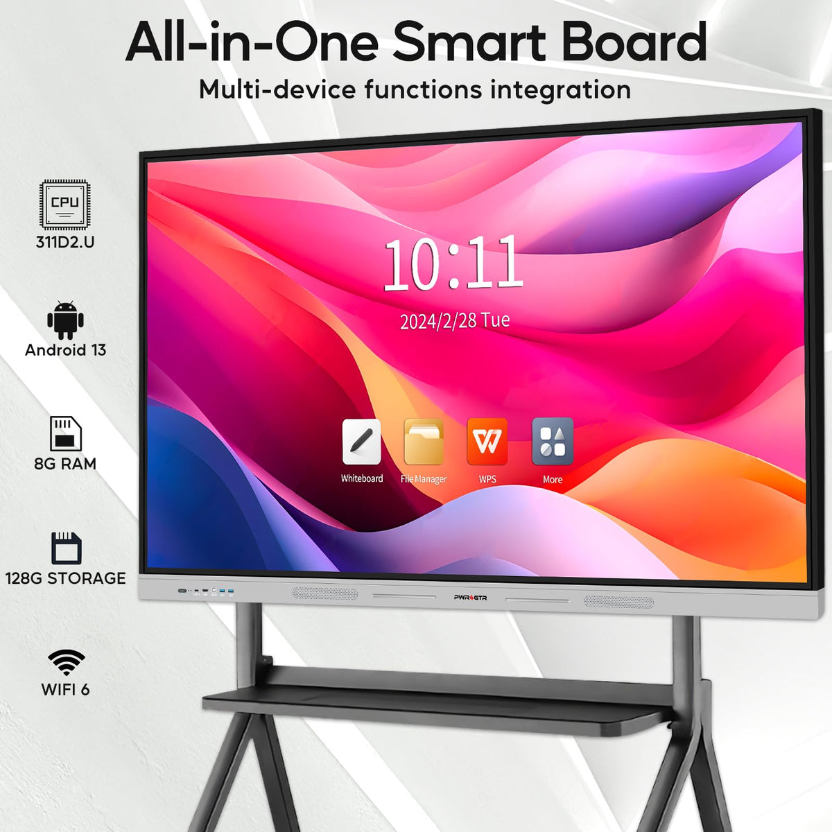 Smart Board | 75" Interactive Whiteboard | 4K UHD | Android 14 | 8+128GB | Digital Whiteboard, Electronic White Board for Classroom Home Office | Wall Mount Included