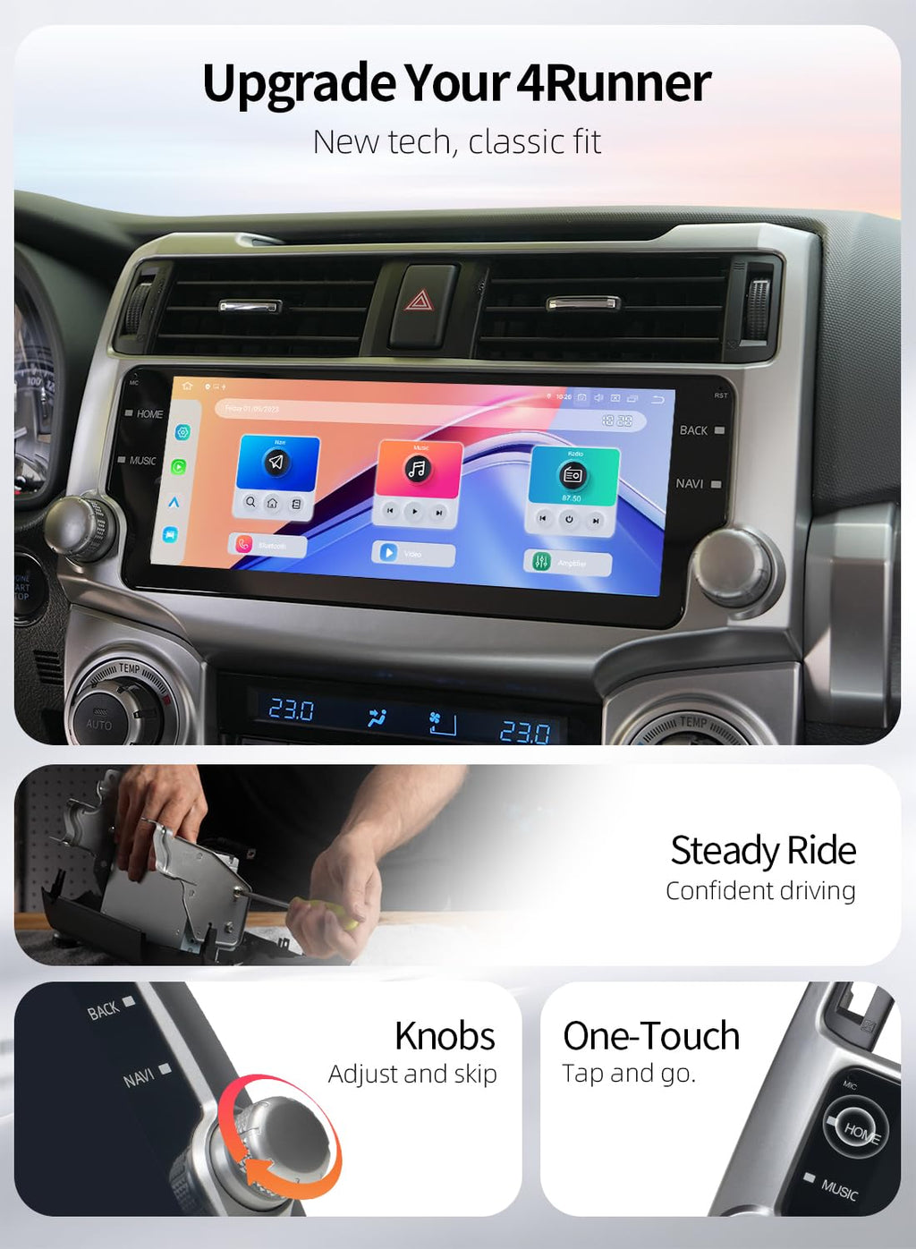 Dasaita 10.25" QLED Car Radio for Toyota 4Runner 2010-2024