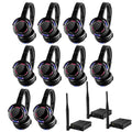 Professional Silent Disco LED Wireless Headphones and RF LED Silent Disco Earphones for iPod MP3 DJ Music Pary Club (20 led Headphone + 1 Transmitter)