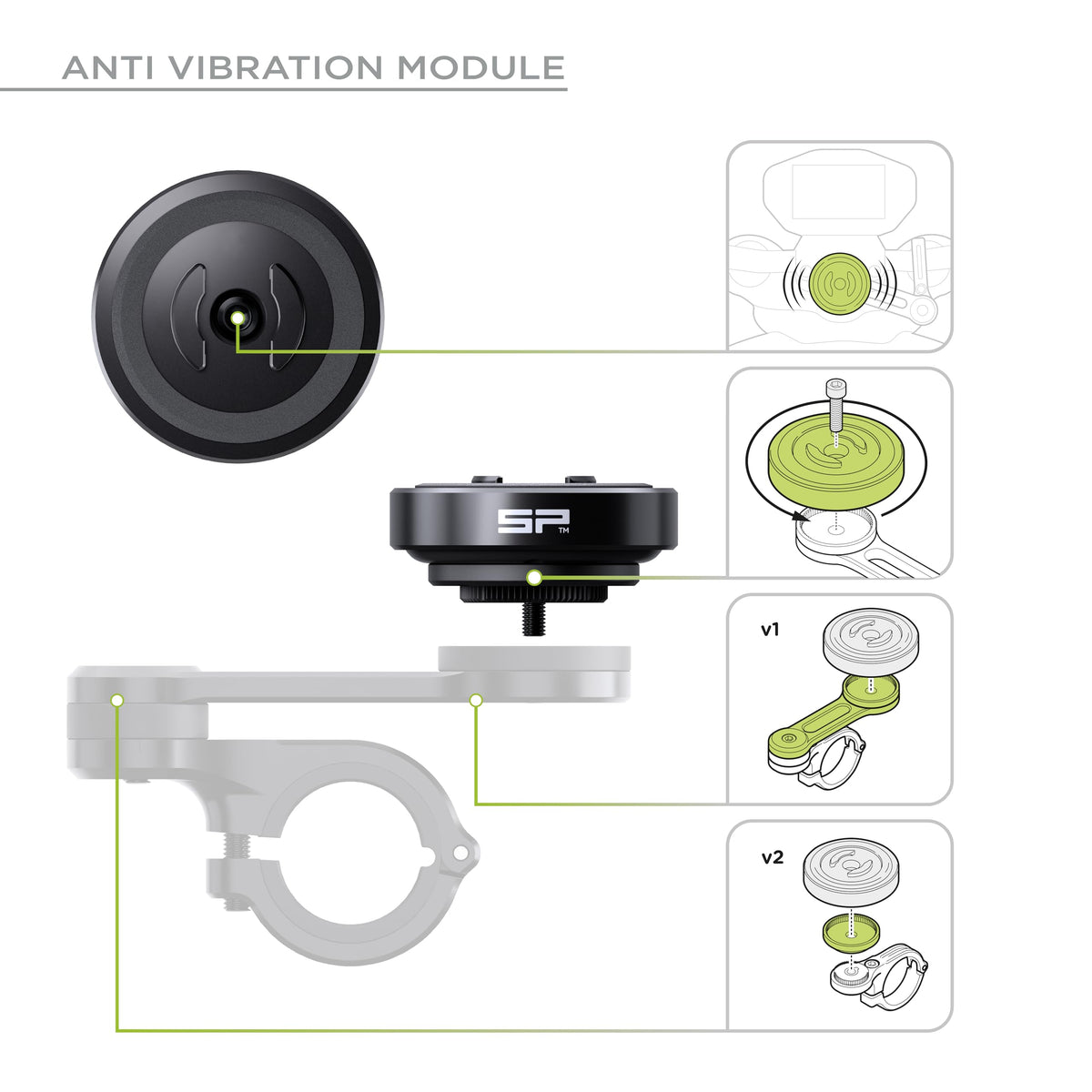 SP CONNECT Moto Bundle II with Anti Vibrations Module| SPC+ | Compatible with for Samsung S23 Ultra| Motorcycle Phone Mount |Phone Mount for Motorcycle Handlebars | Cell Phone Holder