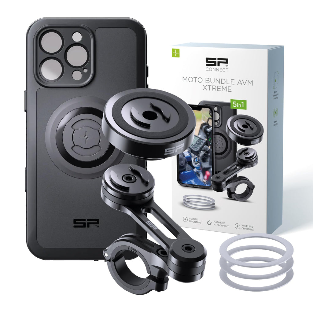 SP CONNECT Moto Bundle II AVM Xtreme | SPC+ |Compatible with iPhone 17 Pro/18 Pro | Phone Mount for Motorcycle | Motorcycle Phone Holder | Handlebars