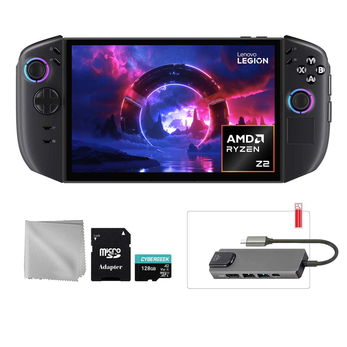 Lenovo Legion Go 2 1TB SSD AMD Ryzen Z2 CPU Gaming Handheld 8.8-inch OLED Touchscreen 144Hz, Mytrix Hub, 128GB MicroSD Card, 4 Accessories: 5 in 1 Bundle