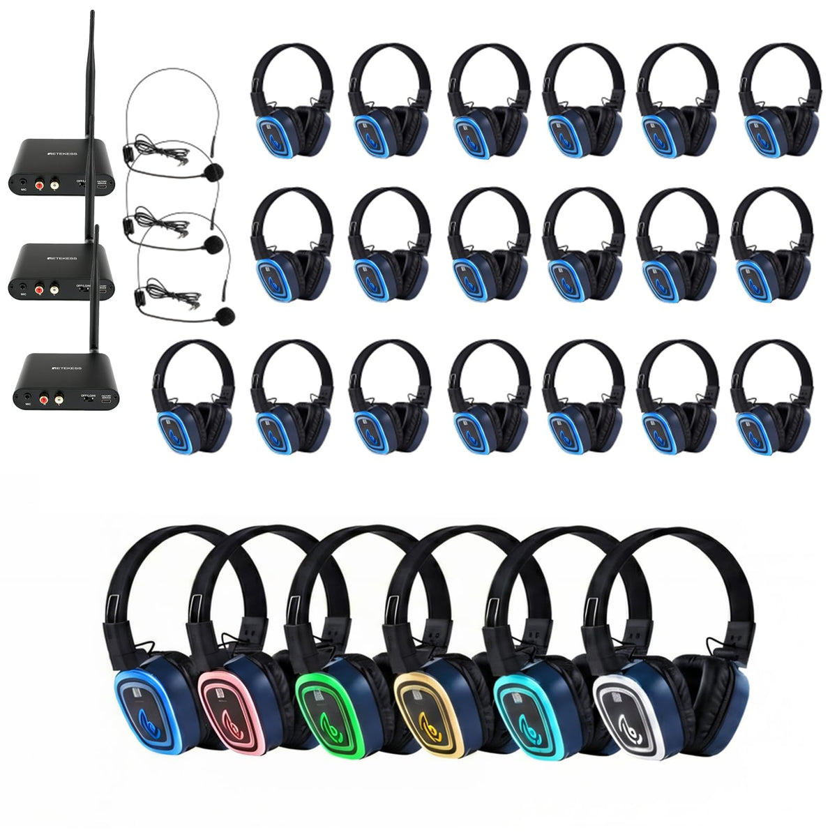 Retekess TA003S Wireless Silent Audio System, Silent Disco Headphones(3-25)