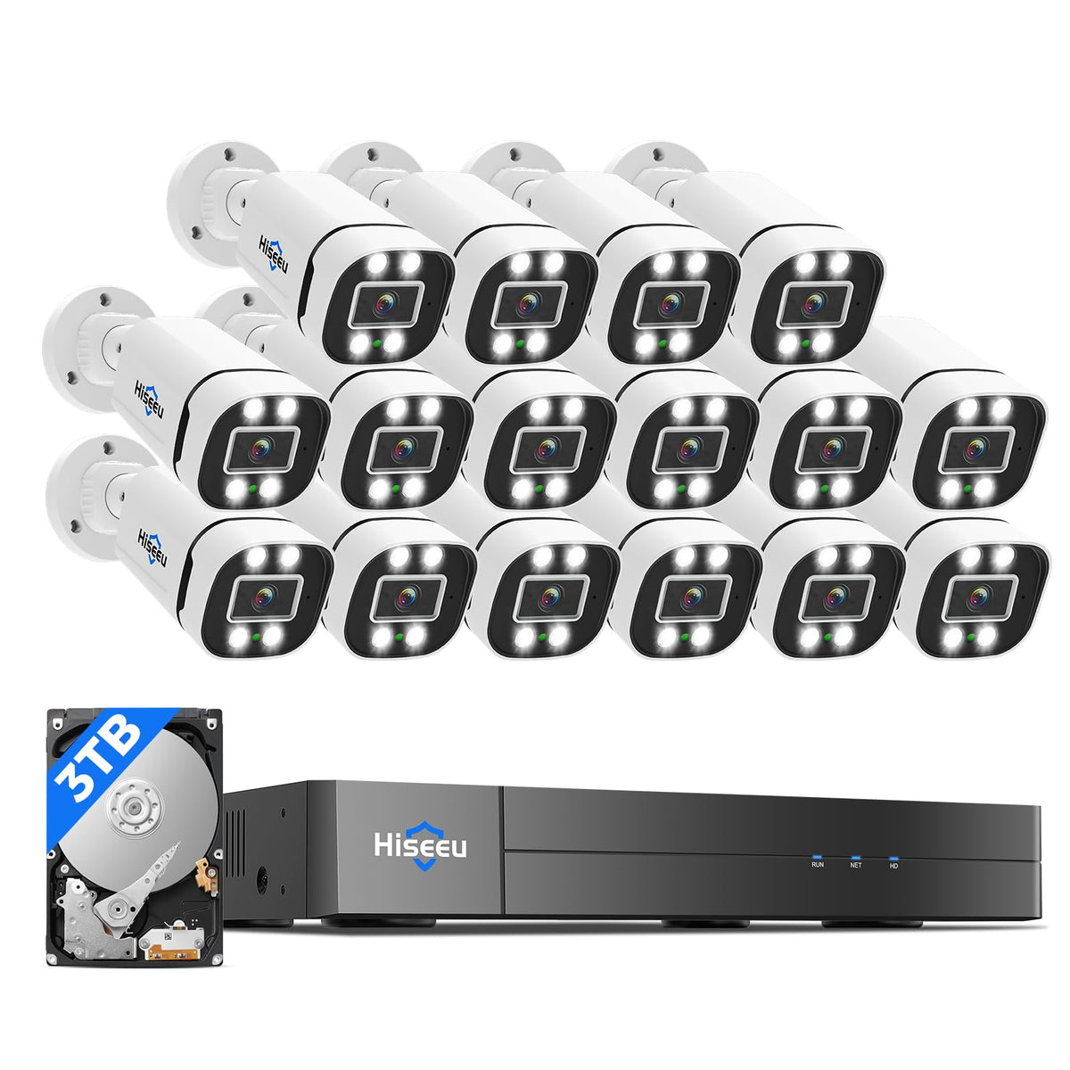Hiseeu 3K PTZ Wired Security Camera System Outdoor,8PCS 5MP Cameras,1TB HDD
