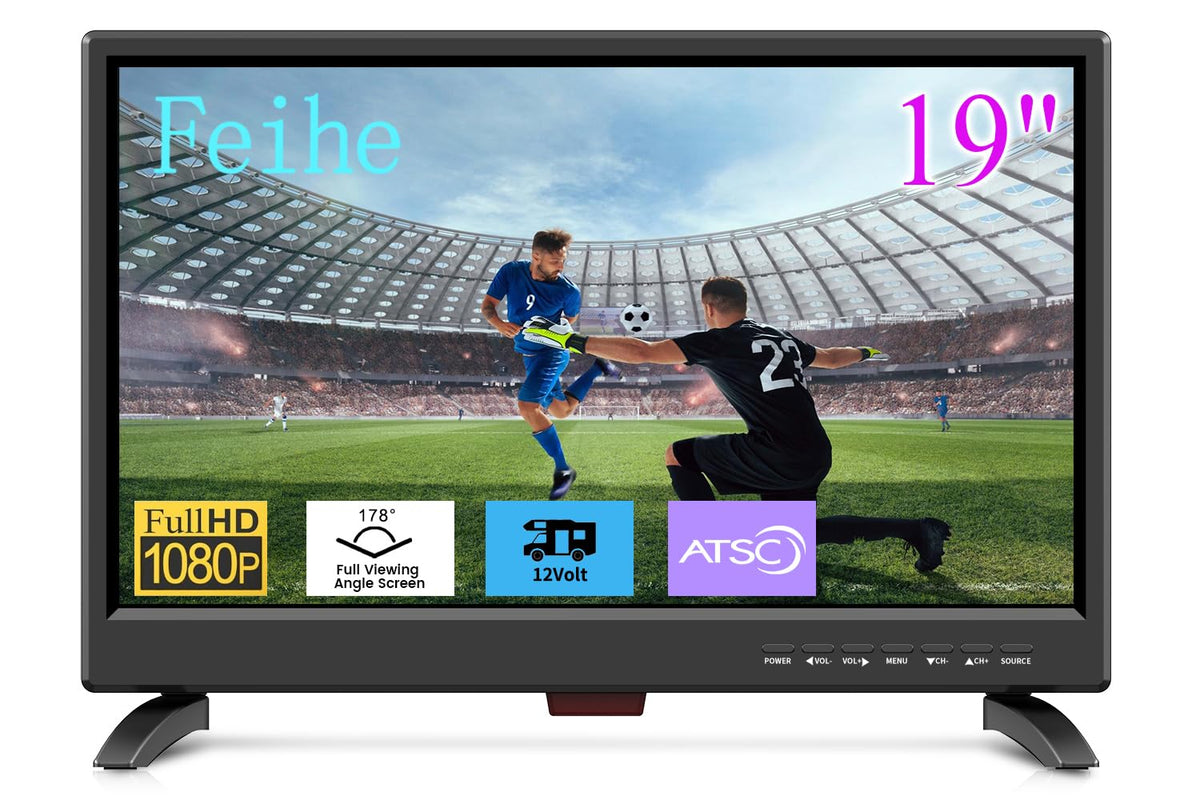19 Inch LED Widescreen TV with Digital ATSC Tuners HDMI/VGA/RCA/USB, 19 Inch Flat Screen TV w/Built in Dual Speakers for Kitchen and RV Camper(No Smart Telesivion)