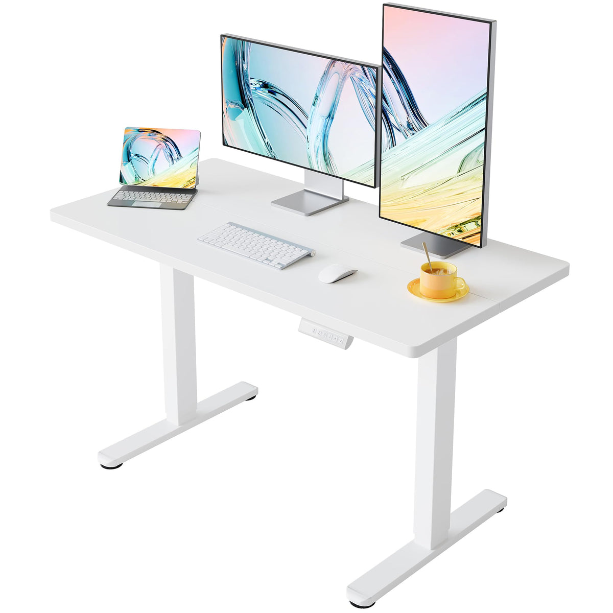 HUANUO 55x28 Inch Electric Standing Desk, Adjustable, Light Vintage Brown