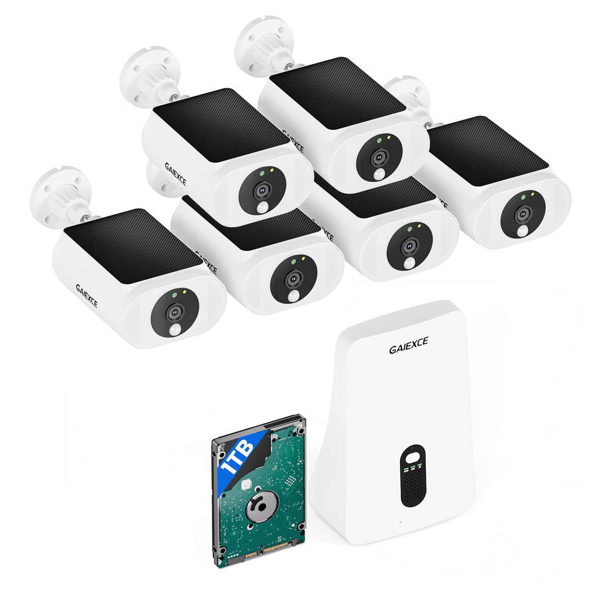 4-Cam 4MP Wireless Solar Security Camera System Outdoor, 4K NVR BaseStation