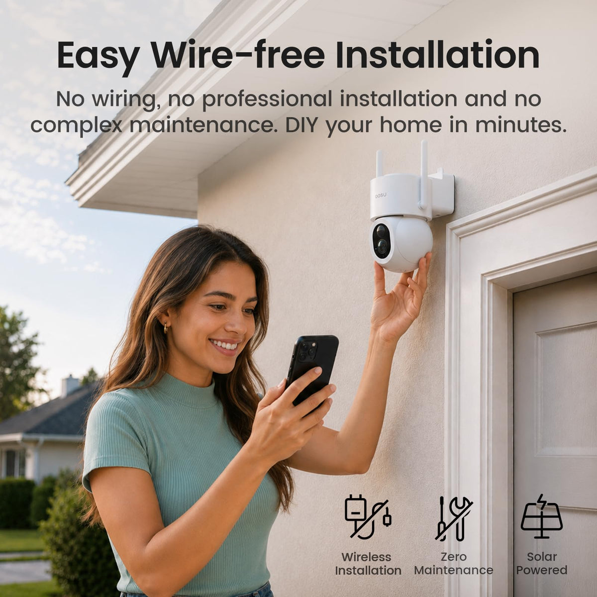 aosu D1 Max, 4K 8MP Solar Security Camera Wireless Outdoor, 2-Pack