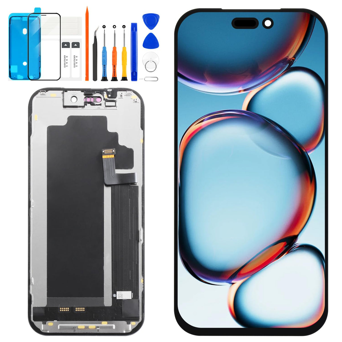 for iPhone 17 Pro Max Screen Replacement 6.9 inch OLED Full Display Assembly with Promotion 120Hz, OEM Grade Soft OLED, True Tone & Face ID Supported, DIY Repair Kit with Tools, Black