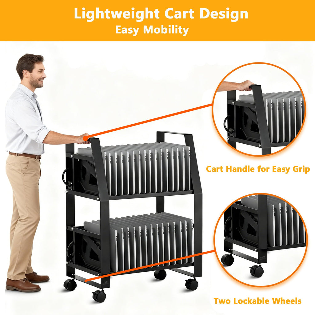 32 Laptop Charging Cart, Charging Station for Tablets Up to 15.6" Devices