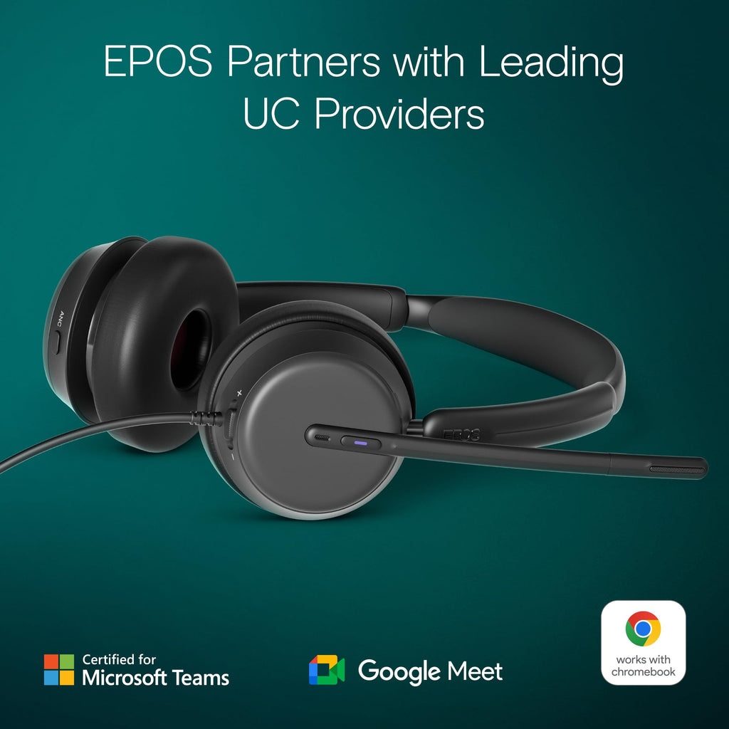 EPOS Impact 860T ANC Dual-Sided Wired Headset with Active Noise Cancellation, Microsoft Teams Certified, USB C and USB A, Super Wideband Audio, Ideal for Office Calls, Zoom, Home & Hybrid Work, Black