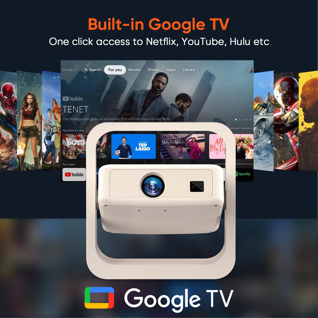 Official Google TV Smart Projector with Stand, Movie Projector
