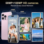 Ecshock 17PM Unlocked Phone | Cell Phone Android 15.0 | 16+512GB Smartphone| 6.99" HD Display | Long Battery Life 7000mAh | 68+108MP Zoom Camera| Fingerprint Lock | with Dual SIM (Pink)