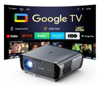Google TV 4K Smart Projector Daylight Home Theater 2400 ANSI Lumen，38W Dolby Audio, ToF Auto Focus & Auto Keystone, Short Throw, WiFi 6, Bluetooth, HDMI ARC/CEC, NFC