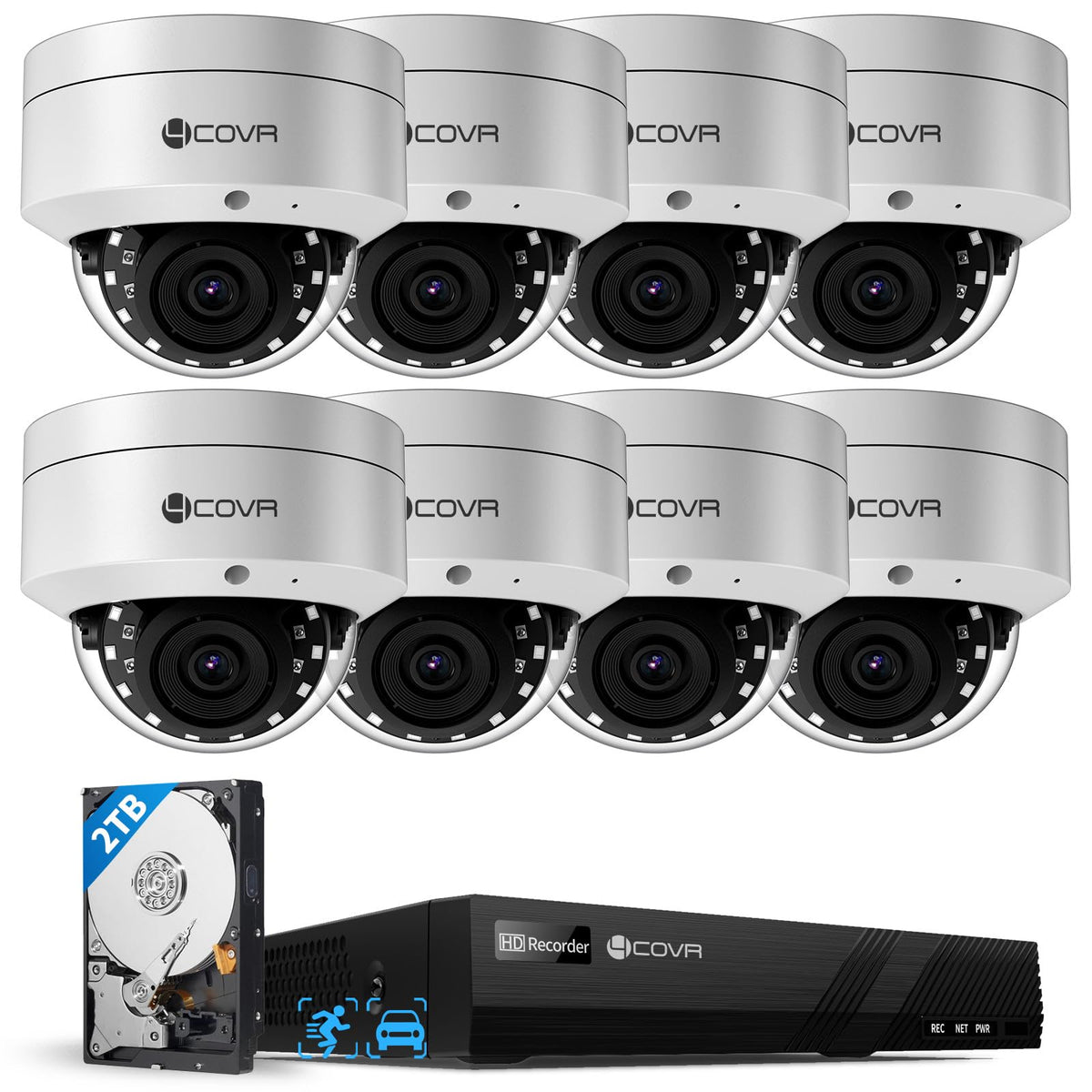 4COVR 4K PoE Security Camera System for Home with 2TB HDD, LY54AB8M0808