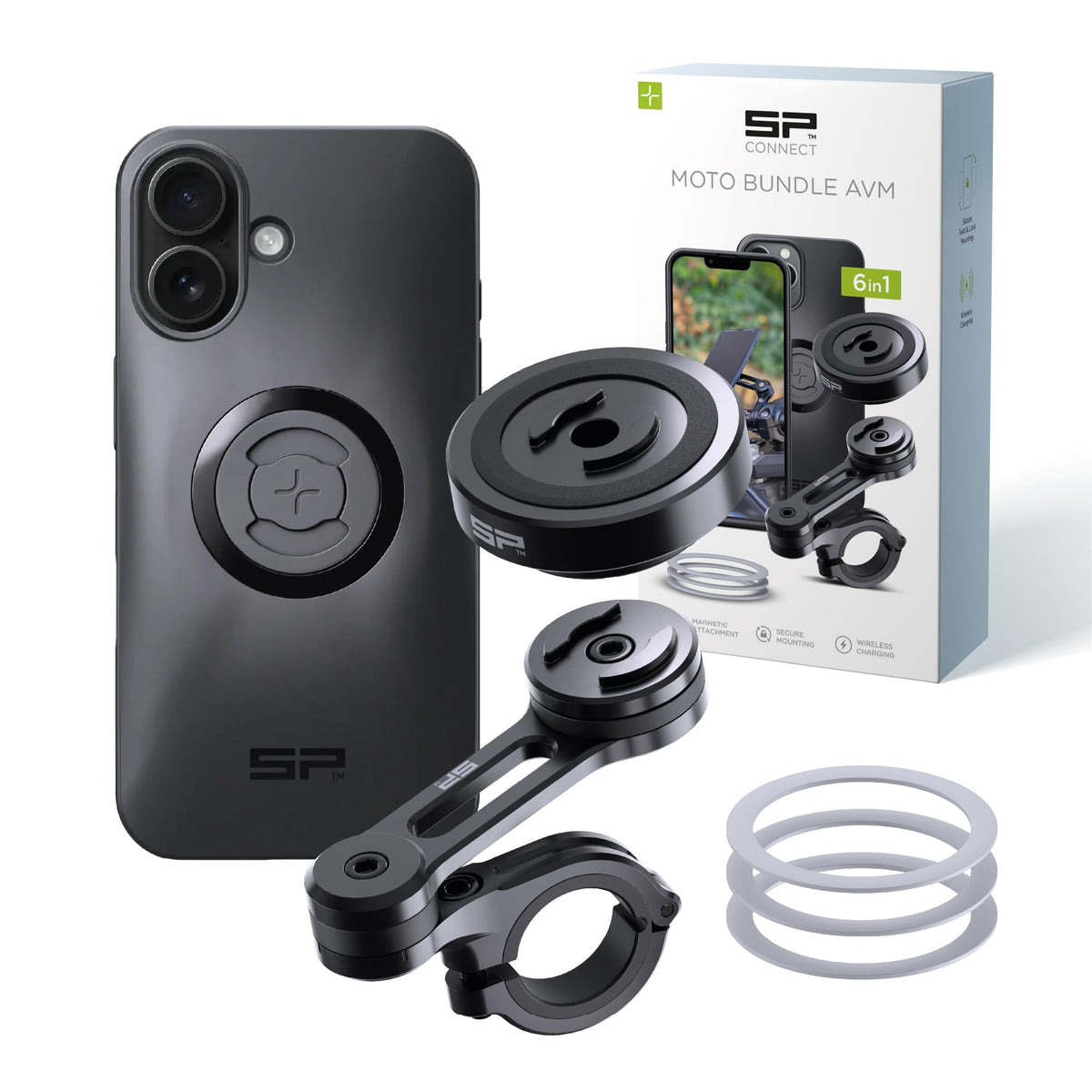 SP CONNECT Moto Bundle II with Anti Vibrations Module| SPC+ | Compatible with for iPhone 15 Pro Max| Motorcycle Phone Mount |Phone Mount for Motorcycle Handlebars | Cell Phone Holder