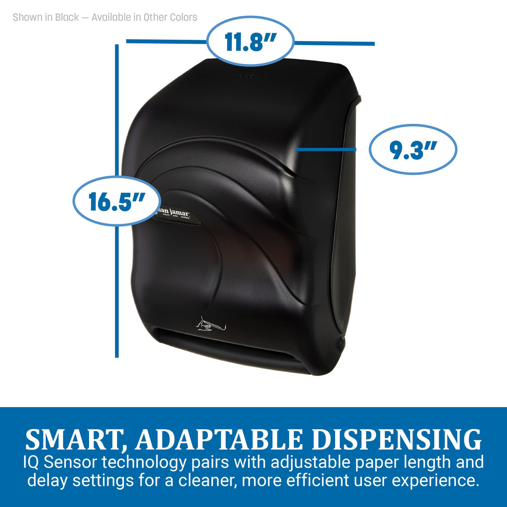 San Jamar Ocean Smart System Automatic Paper Towel Dispenser, Electronic for Bathroom and Kitchen, 16.5" x 11.75" x 9.25", 1 Count, Black Pearl