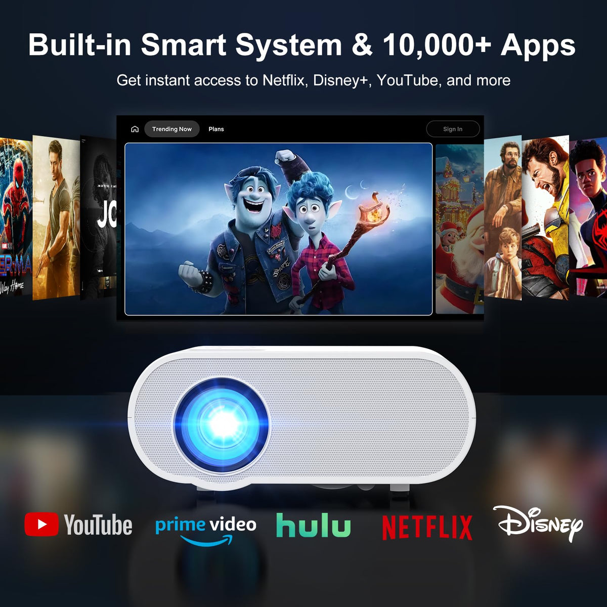 4K Projector with WiFi and Bluetooth, 1500 ANSI Google TV Projector