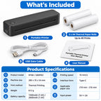 Trivana Inkless Portable Printer, Thermal Replacement Paper Rolls, Black,2