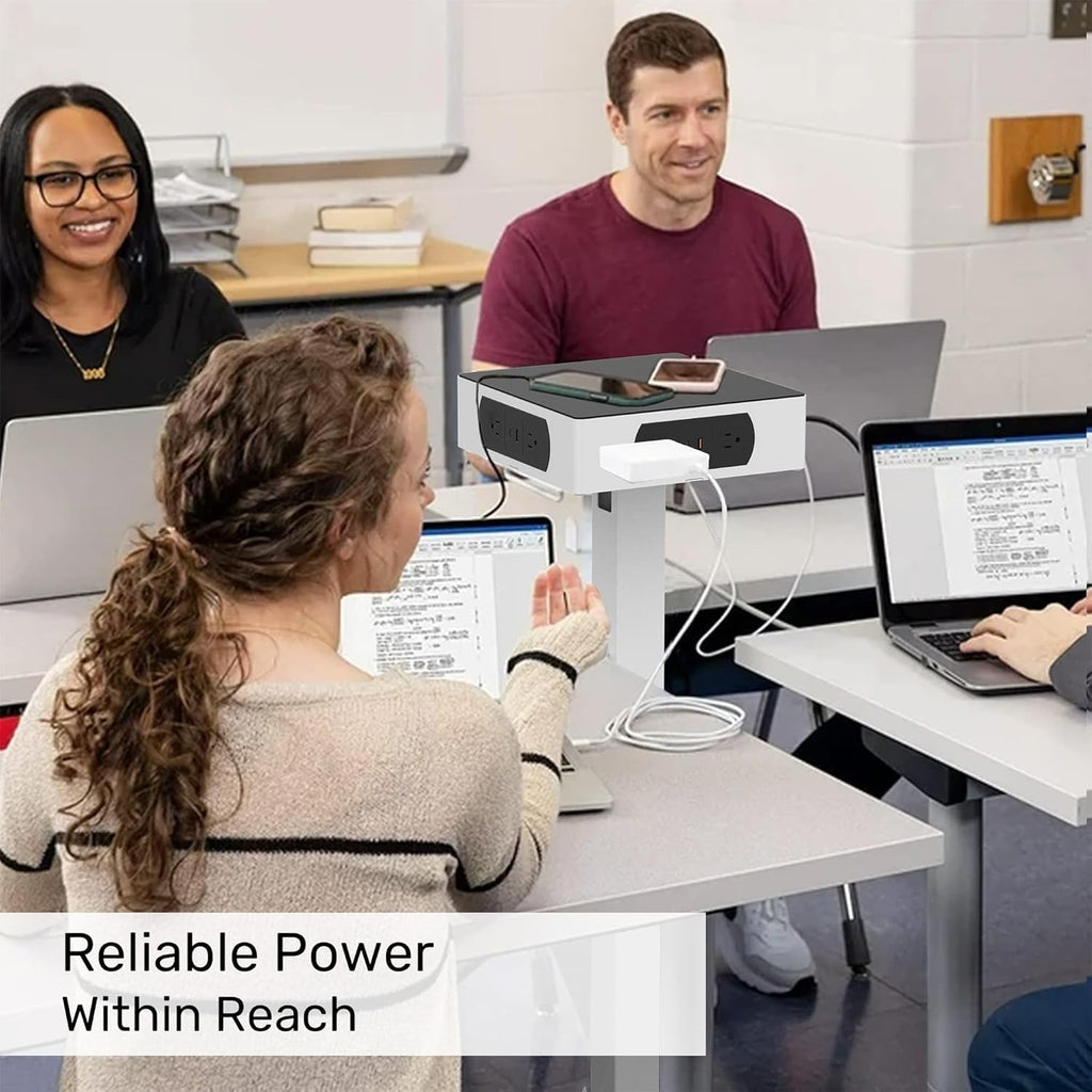 Luxor LuxPower Charging Tower, Portable Multi-Device Charging Station with 8 AC Outlets & 8 High-Powered USB Ports, Classroom & Office Charging Hub for Laptops, Tablets & Phones