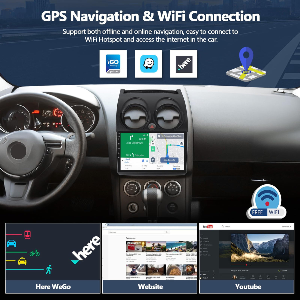 4G+64G Car Radio for Nissan Rogue 2008-2013 with Wireless CarPlay Android Auto, 9" 1280 * 720 Touchscreen Radio Android 15 Car Stereo Bluetooth 5.0 32EQ WiFi GPS RDS FM HD Backup Camera