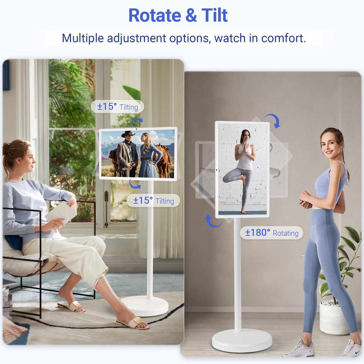 22-Inch Portable TV on Wheels, 1080p Portable Touch Screen Monitor