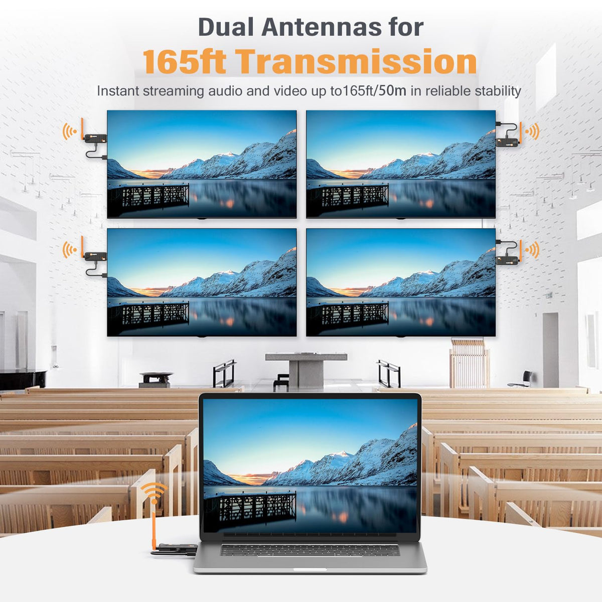 Wireless HDMI 3 Receivers and Transmitter, Up to 6 Receivers, 5.8G