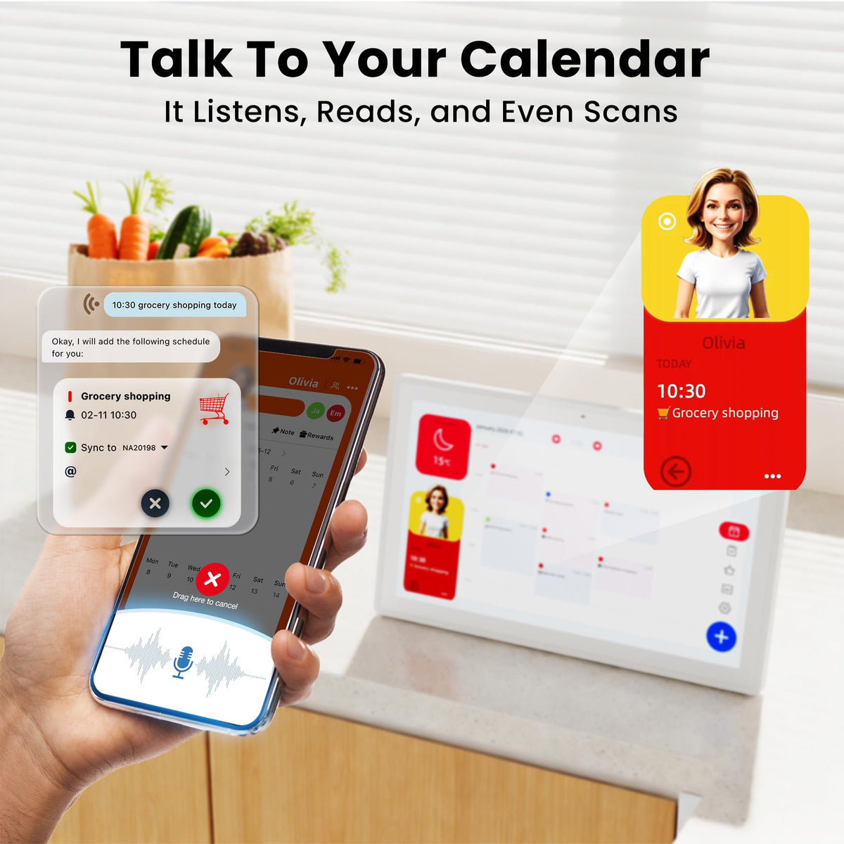 15.6'' Digital Calendar Wall Touch Screen, No Subscription Family Planner