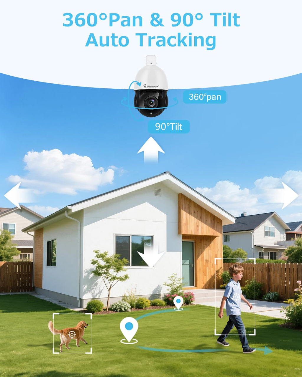 Jennov 4K 8MP Outdoor PTZ IP POE Camera with Pan Tilt 20X Optical Zoom