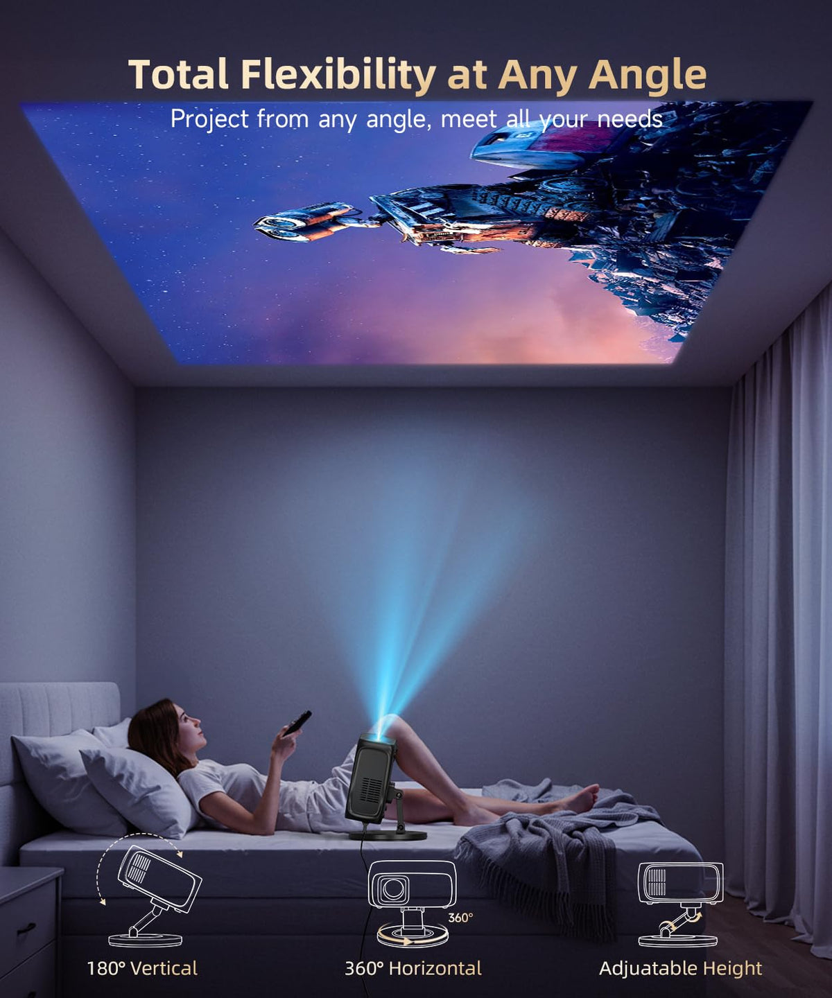 1500ANSI Google TV Smart Projector, Auto Focus & Keystone,with Stand
