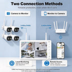 VTimes Smart Home Security Camera System Wireless Outdoor with Monitor
