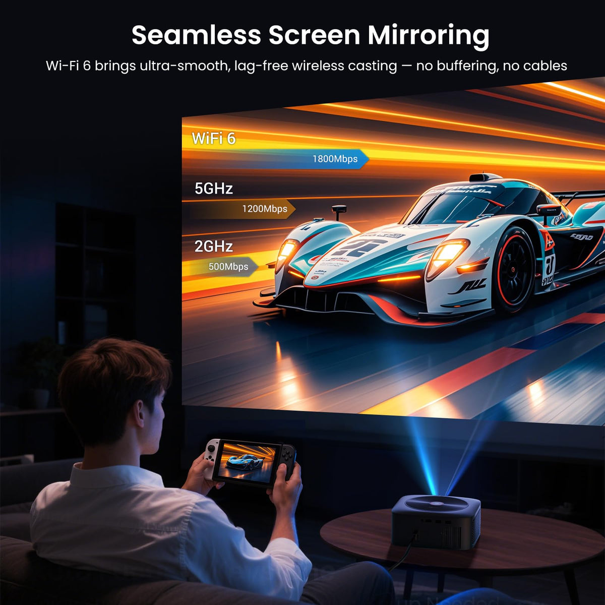 HAPPRUN 1500 ANSI Official Licensed Google TV Outdoor 4K Full HD Projector