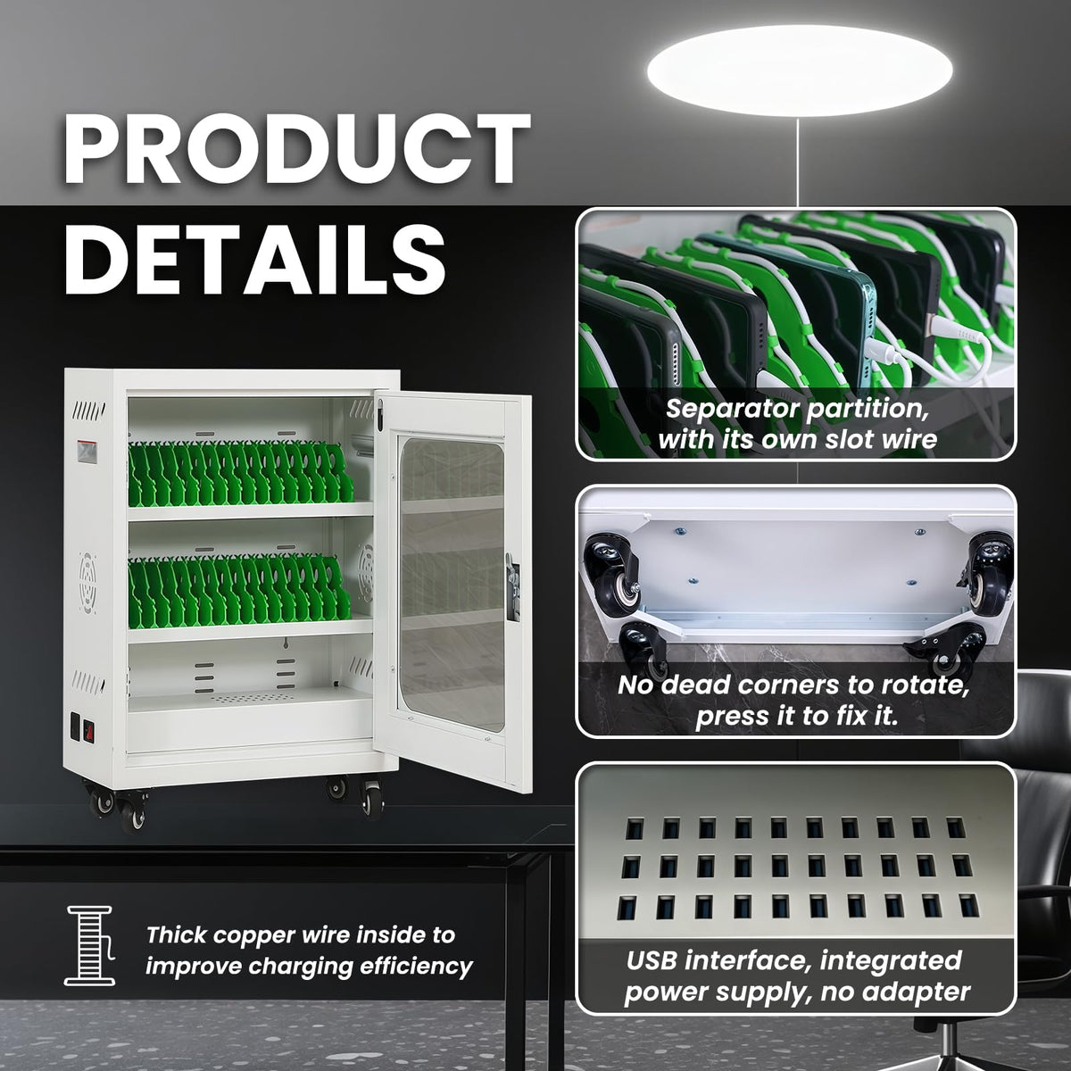 30 Device Cell Phone Charging Station Locker, USB Charging Cabinet