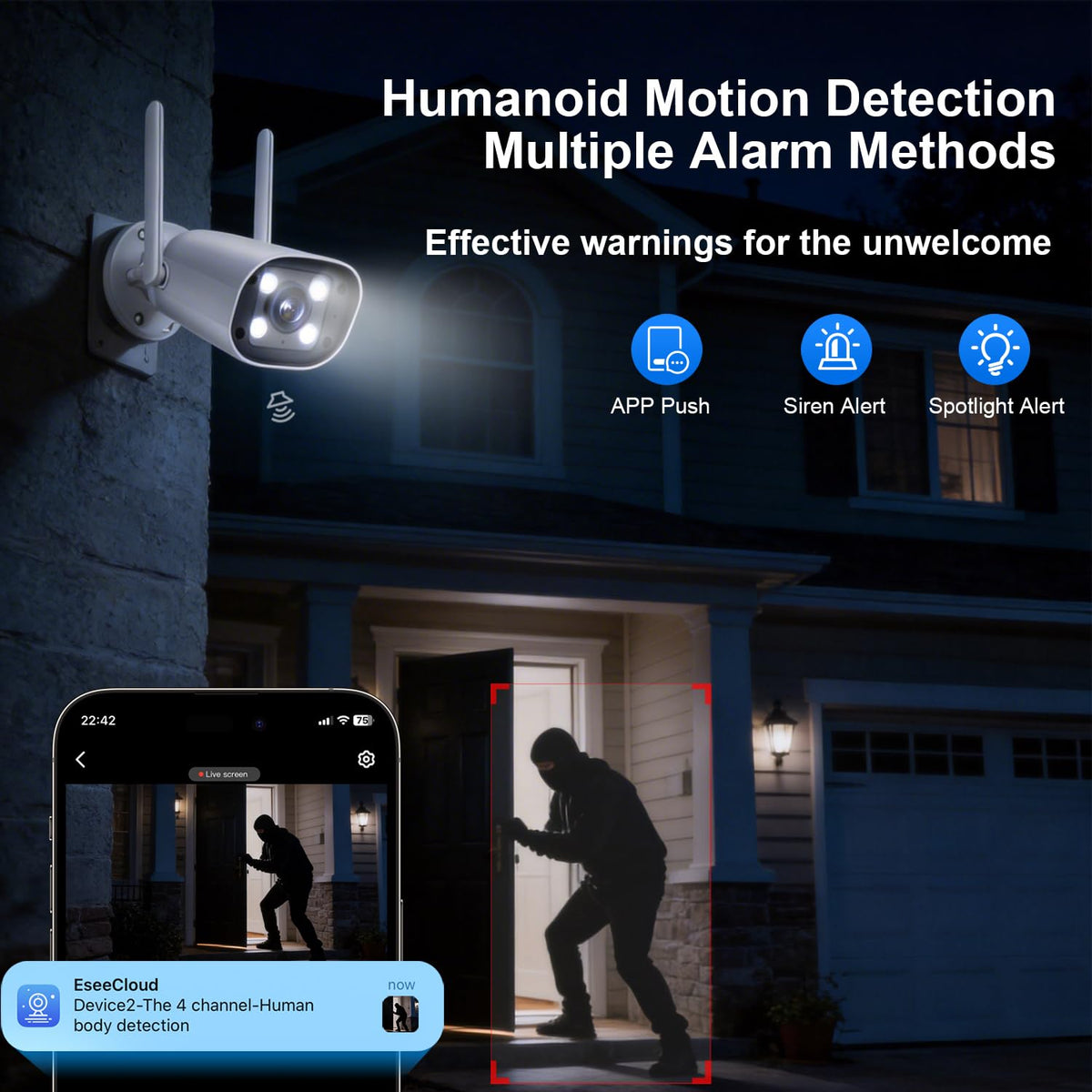 Expandable Wireless Security Camera System 16" Screen 4PCS Cameras