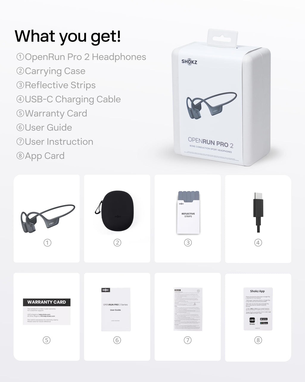 SHOKZ OpenRun Pro 2 Bone Conduction Bluetooth Sport Headphones, Black