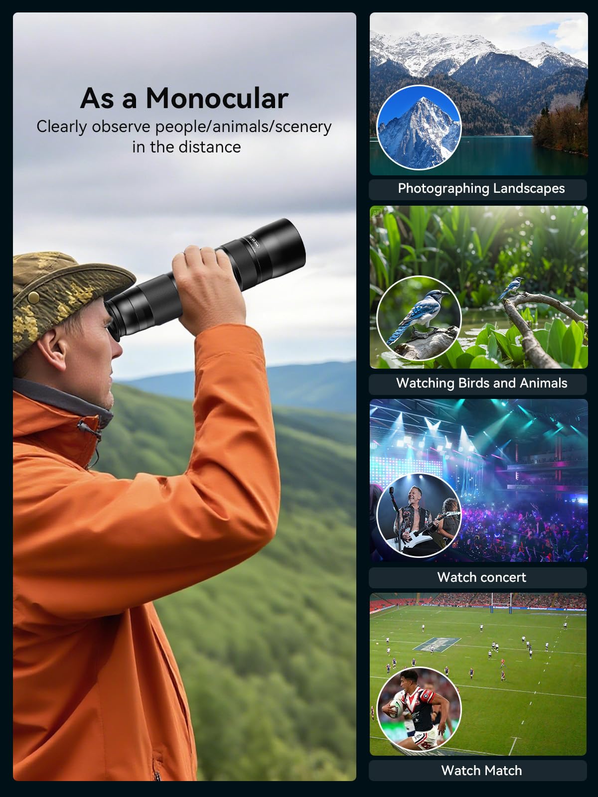 MIAO LAB 20-60X Zoom Telephoto Lens, High Power Telephoto Mobile Cell Phone Lens with Tripod & Universal Phone Clip, for iPhone 17/16/15/14/13 Series, Samsung, Android and Most Smartphone