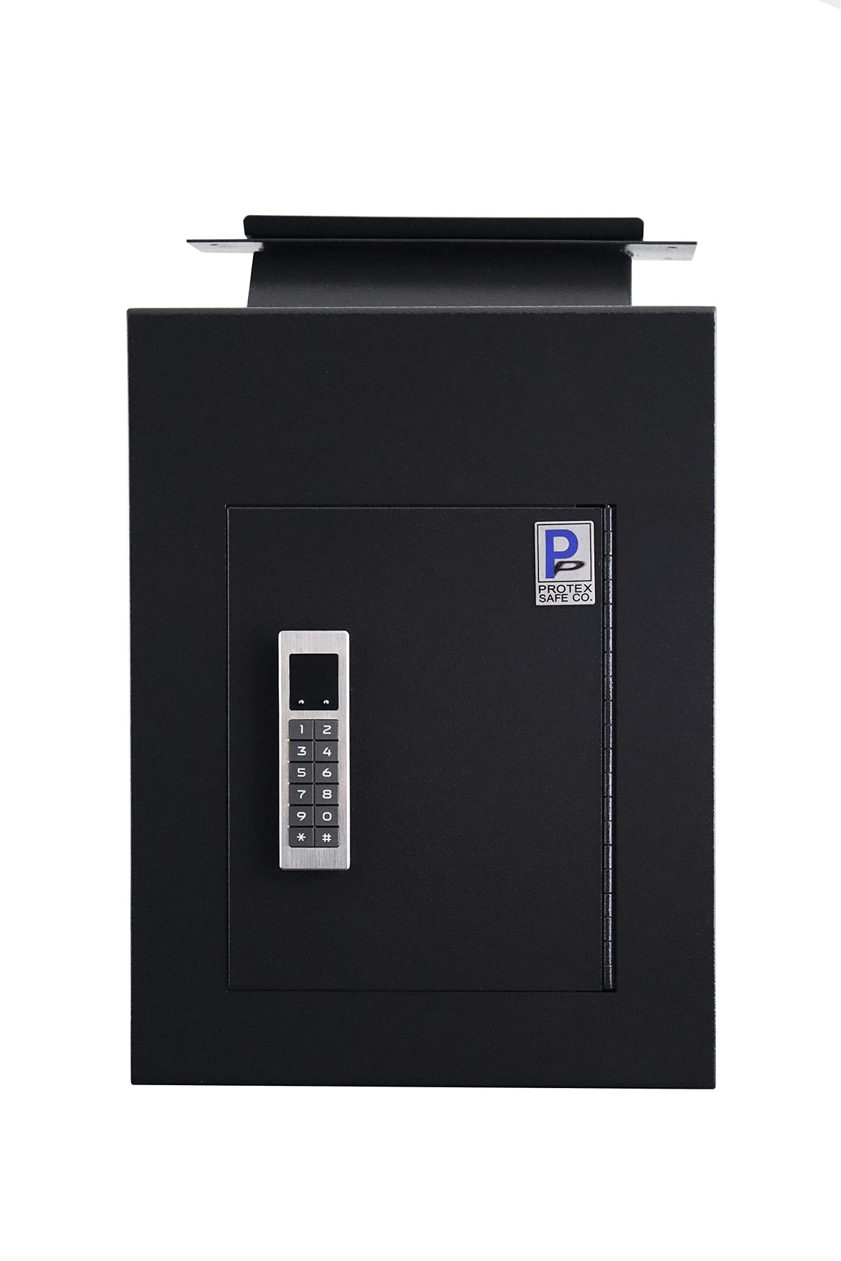 Protex Safe WDC-160E Black Wall/Door Through Heavy Duty Large Drop Box,for Keys, car remotes, Cash, Checks and envelopes, Pre-drilled mounting Holes, with Adjustable Chute,Digital Electronic Lock