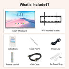Interactive Smart Board for Classroom, 55” 8+128 GB Electronic Digital Whiteboard Built-in Google EDLA-Certified Android 14 OS - 4K Touchscreen Smartboard for Home Office School Studio Display