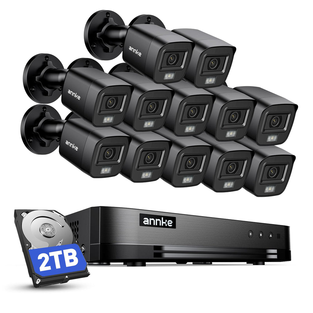 ANNKE 16 Channel Security Camera System, 12Pcs 2MP Outdoor Cameras, 2TB HDD