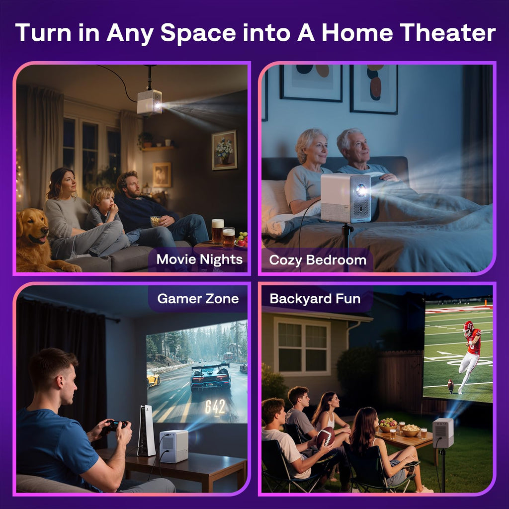 Aurzen Roku TV D1R Cube 1080P FHD Smart Projector, Sealed Optical Engine