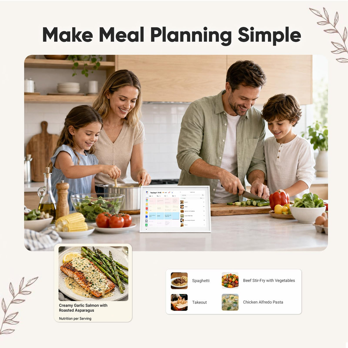Digital Calendar 15.6" Smart Calendar&Chore Chart, 1080P Interactive Touchscreen Electronic Calendar for Family Schedules, 64GB Digital Picture Frame WiFi, Wall Mountable, AiMOR APP-White