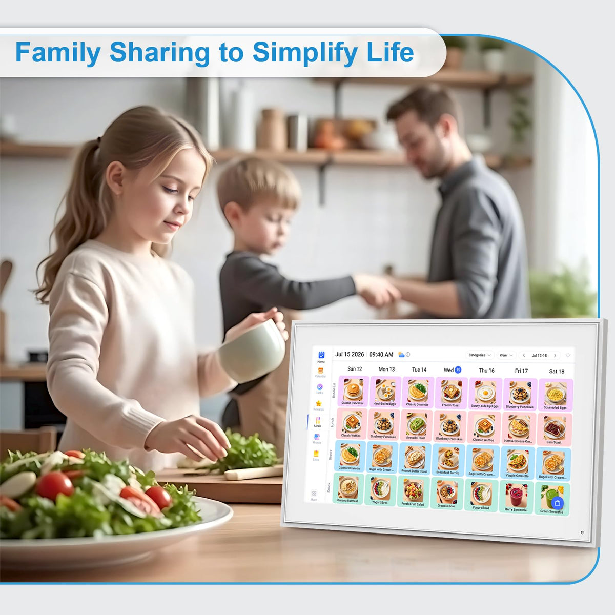 15.6 Inch Digital Calendar Wall Touch Screen Chore Chart, 32GB Electronic Calendar + Smart Family Planner, Wall and Desk Mountable, Gifts for Women Men, Gifts for Mom Dad