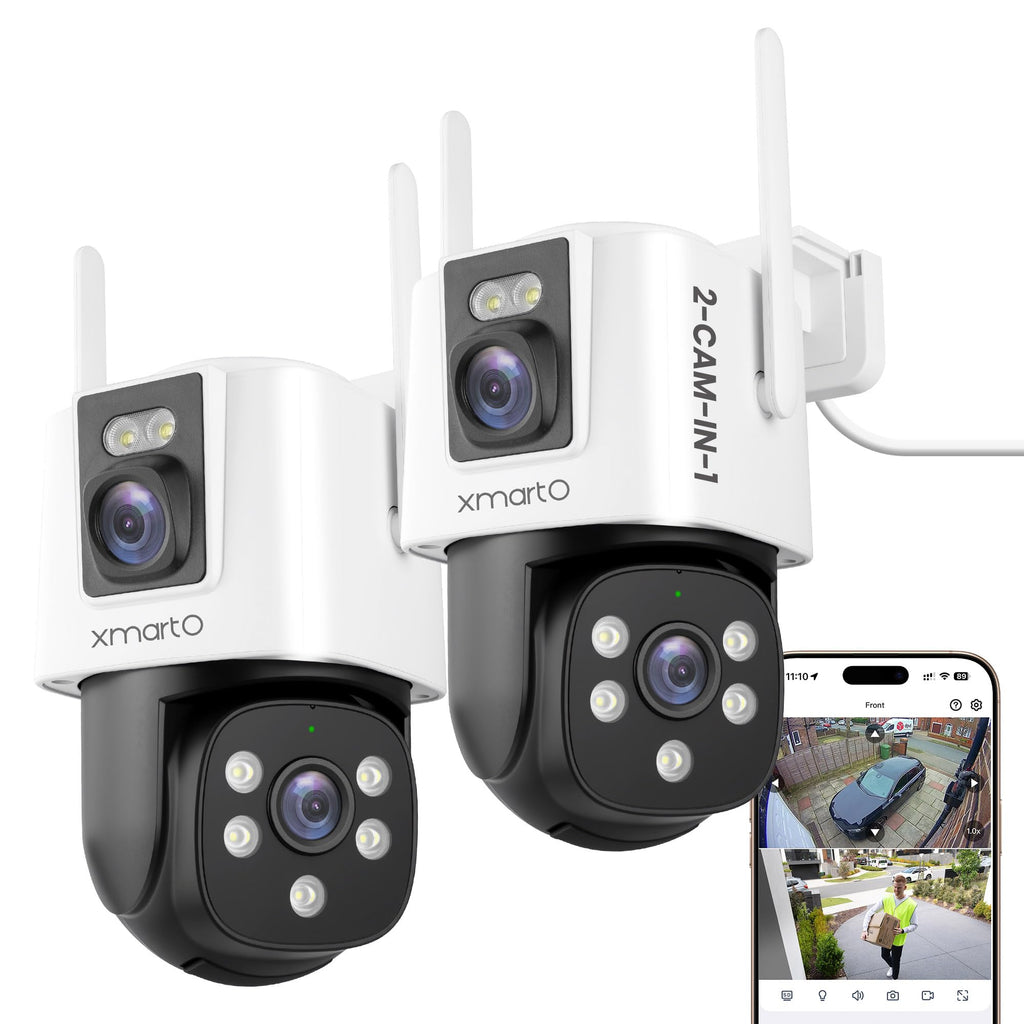 XMARTO 2-Lens Wireless Security Camera System Outdoor, AI-Track PTZ, 1T HDD