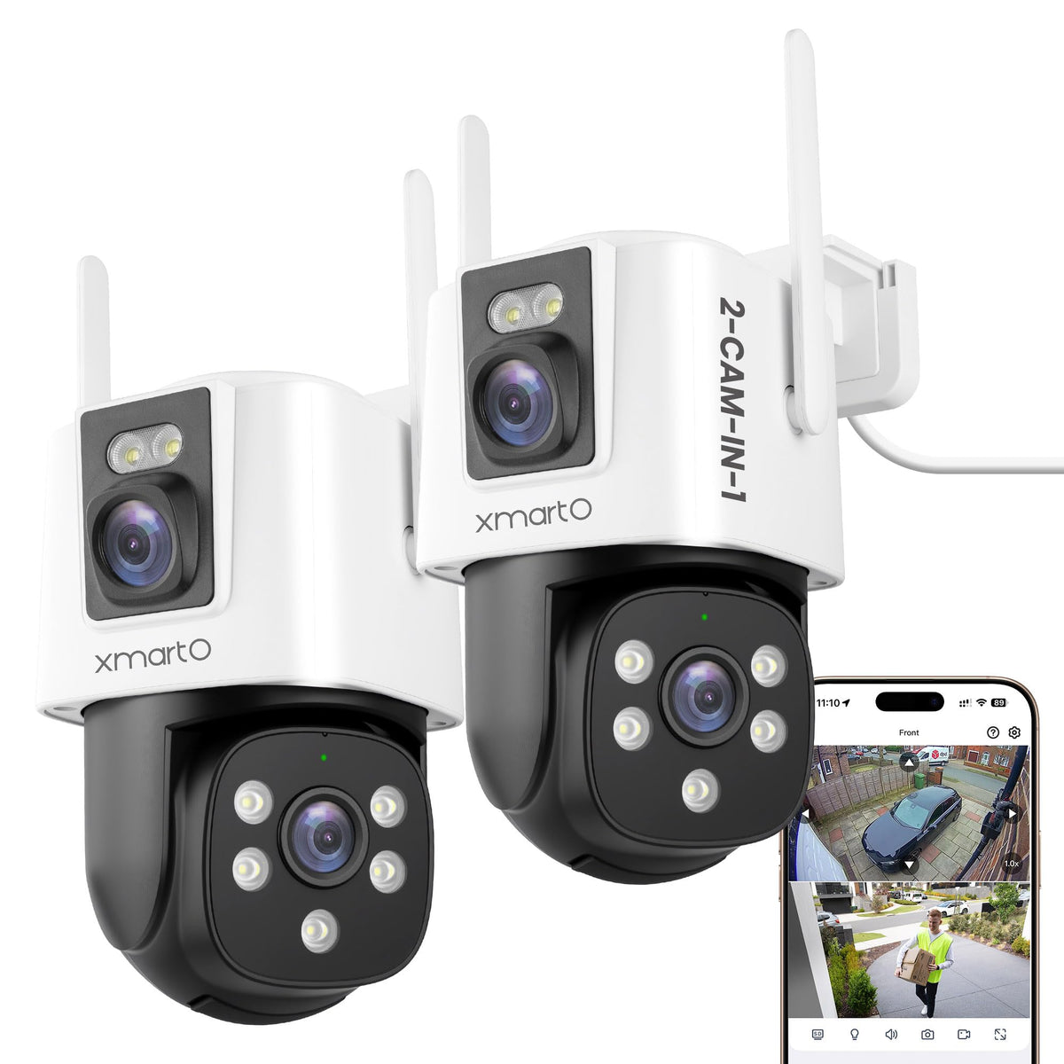XMARTO 2-Lens Wireless Security Camera System Outdoor, AI-Track PTZ, 1T HDD