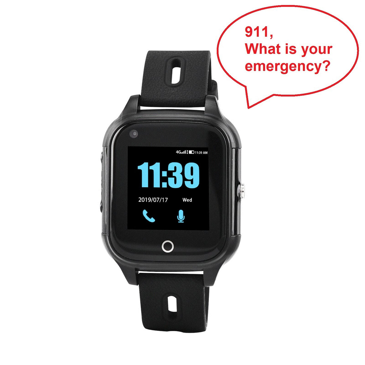 Call & Talk to 911 Watch - Mobile Cellular Medical Alert - No Monthly Fees