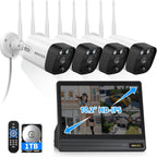 5MP Outdoor Wireless Security Camera System 10" IPS Monitor NVR, 1TB HDD