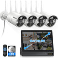 3MP Wireless Security Camera System Outdoor, 10CH 10'' IPS Monitor 1TB HDD