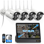 3MP Wireless Security Camera System Outdoor, 10CH 10'' IPS Monitor 1TB HDD