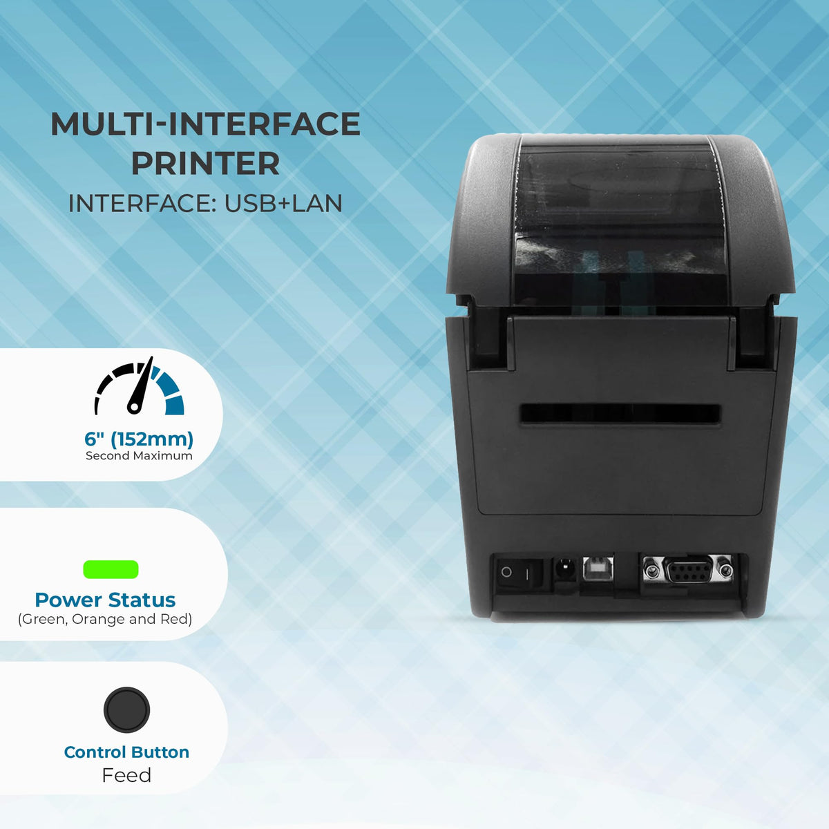 SNBC BTP-L520 Thermal Label Printer, Serial, Built-in Peeler, High-Speed 4" Label Printing for Shipping, Barcode, Retail and Office Use (Black)
