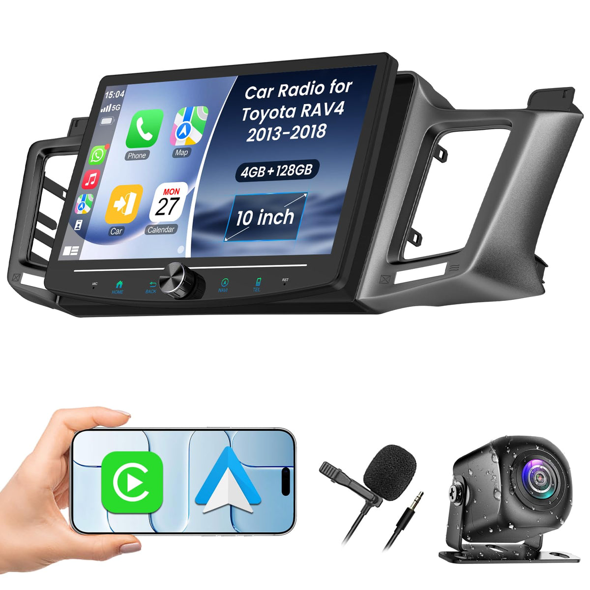8 Core 6GB+128GB Car Radio for Toyota Sienna 2011-2014,9 Inch QLED Touch Screen Car Stereo with Carplay&Android Auto,WiFi,GPS Navigation,Bluetooth,FM&AM Radio,Android 15